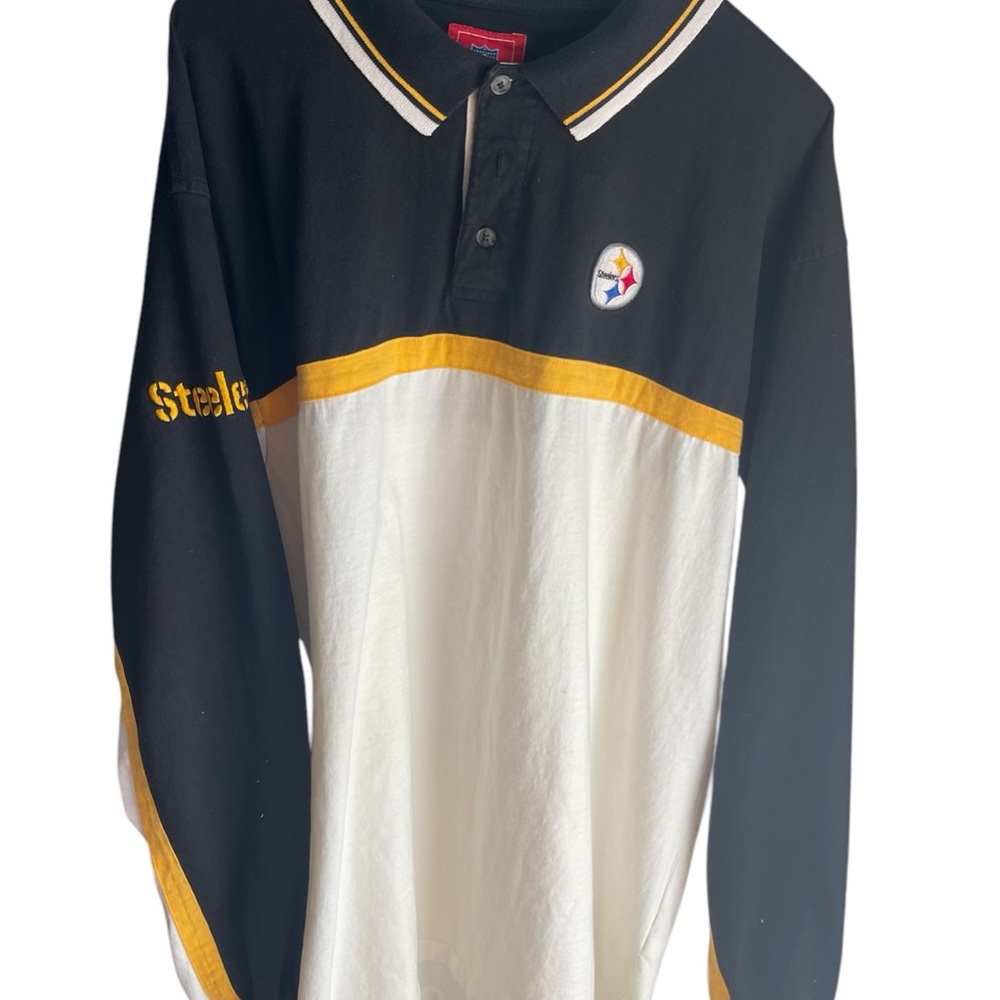 Pittsburgh Steelers size 2X men’s long sleeve rugby polo shirt/Relaxed NFL